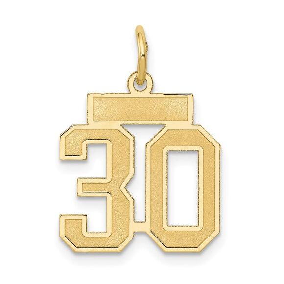14k Yellow Gold Jersey Collection Small Number 30 Pendant